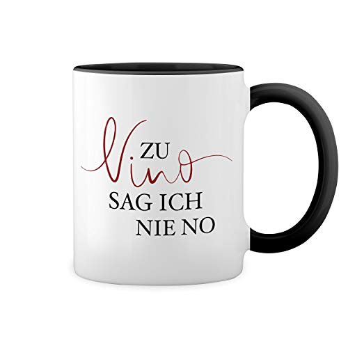 Zu Vino Sag Ich Nie No Weiße Tasse Mug mit schwarzen Felgen & Griff von GR8Shop