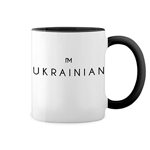 i'm ukrainian inspired fight of zelensky Weiße Tasse Mug mit schwarzen Felgen & Griff von GR8Shop