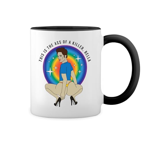 This Is The Ass Of A Killer Bella Weiße Tasse Mug mit schwarzen Felgen & Griff von GR8Shop