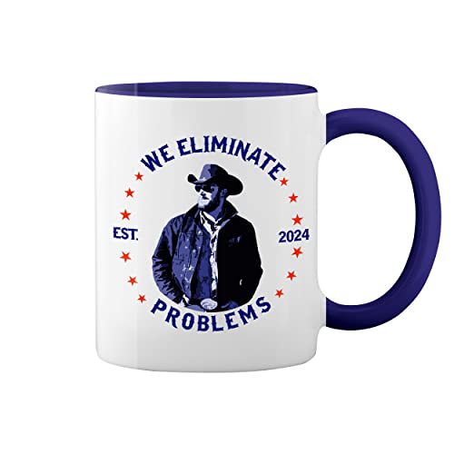 we eliminate problems Dutton Ranch Cowboy Weiße Tasse Mug mit blauem Felgen und Griff von GR8Shop