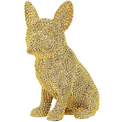 Französische Bulldogge Figur，French Bulldog Skulptur Deko，Frenchie Skulptur Deko，Geschenke für Hundeliebhaber，Harz Hund Figuren Dekoration Wohnzimmer Deko Modern，Home Decoration Living Room(Goldene) von GRABADO