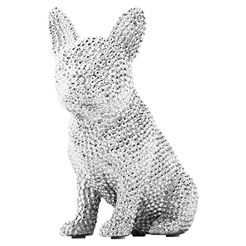 Französische Bulldogge Figur,Glänzende Galvanisierte Hundestatue,French Bulldog Statue,Modern Figuren Deko für Flur Wohnzimmer,Wohnung & Büro,Frenchie Home Büro Dekoration Geschenk für Hundeliebhaber von GRABADO