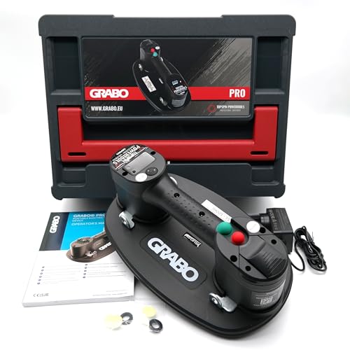 GRABO PRO- Digitaler Tragbarer Akku-Vakuum-Saugheber | mit Auto-Nachsauge-Funktion | Im Tanos Systainer Transportkoffer | Modell 2025 | Maximale Hebekapazität 120 kg | Ergonomisches Design | von GRABO
