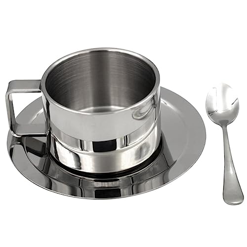 GRADENEVE Edelstahl Camping Becher Löffel 200ml Flache Unterseite Für Tee Kaffee von GRADENEVE