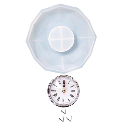 GRADENEVE 1satz Silikonform Für Polygonale Wanduhr Epoxidharz Gießform Silberne Uhr Und Clips Wiederverwendbar Nicht Klebend Für Kreative Bastelprojekte von GRADENEVE