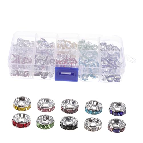 GRADENEVE 1 Schachtel Bunte Spacer Beads mit Strassbesatz Langlebige Lose Schmuckperlen für DIY Armbänder Halsketten Dekorative Trennperlen für Kreative Schmuckherstellung GRADENEVE 1 Schachtel Bunte Spacer Beads mit Strassbesatz Langlebige Lose Schmuckperlen für DIY Armbänder Halsketten Dekorative Trennperlen für Kreative Schmuckherstellung von GRADENEVE