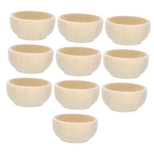 GRADENEVE 10 Stück Kleine Holzschüsseln Mini Besteck Spielzeug Kleine Holzschüsseln DIY Holzschüsseln Holzschüsseln Zum Basteln DIY Holzbesteck Mini Holzbesteck DIY Zubehör von GRADENEVE