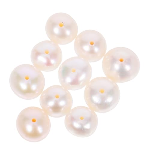 GRADENEVE 10 Stück Kleine Weiße Natürliche Süßwasserperlen Nahezu Runde Lose Perlen mit Bohrung Handgefertigt für DIY Schmuckherstellung für Armbänder Halsketten Ohrringe von GRADENEVE