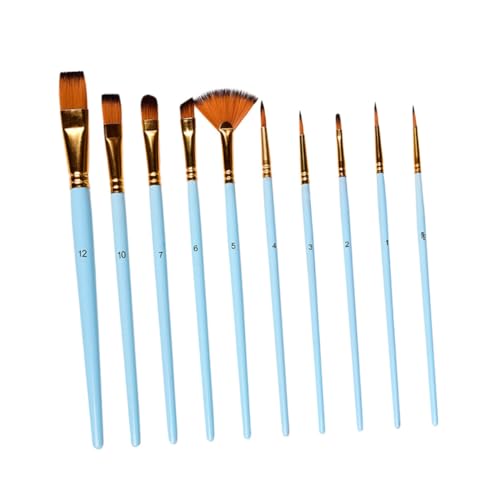 GRADENEVE 10 Stück Teiliges Nylonhaar pinselset mit Robusten Holzgriffen und Aluminiumzwinge Vielseitig für Acryl Aquarellmalerei für Anfänger und Künstler Einfach zu Reinigen und Langlebig von GRADENEVE
