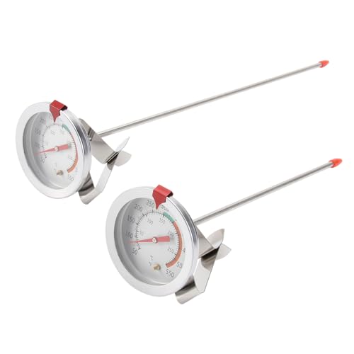 GRADENEVE 2 Stk. Edelstahl Ofenthermometer Teiliges mit Clip bis Langlebiges Garthermometer für Backofen und Fritteuse Präzise Temperaturanzeige für Sicheres Grillen und Braten von GRADENEVE