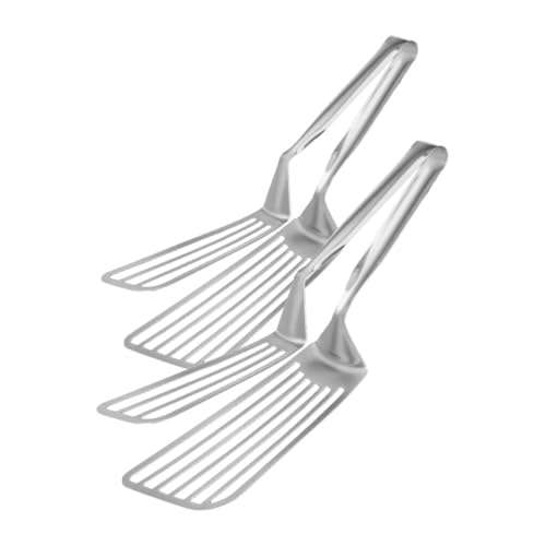 GRADENEVE 2 Stück Edelstahl Clip Für Gebratenen Fisch Küchen Kochzange Multifunktionaler Wendespatel Küchenspatel Steak Klemme Kochspatel Zange Steakspatel Zange Wendeschaufel von GRADENEVE