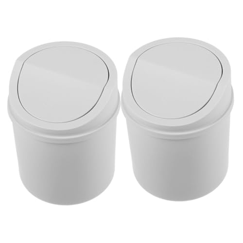 GRADENEVE 2 Stück Mini Desktop Abfalleimer mit Schwingdeckel Kompakter Müllbehälter für Büro und Wohnzimmer Multifunktionale Aufbewahrungsbox Grauer Tisch mülleimer mit Deckel von GRADENEVE