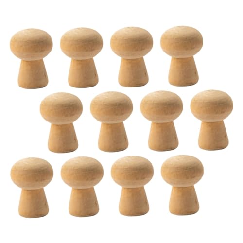GRADENEVE 20 Stück Teiliges Kleine Holzpilz Deko Natürliche Holzfiguren zum Bemalen DIY Lernspielzeug Pilz Ornament für Schreibtisch und Wohnraumdekoration von GRADENEVE