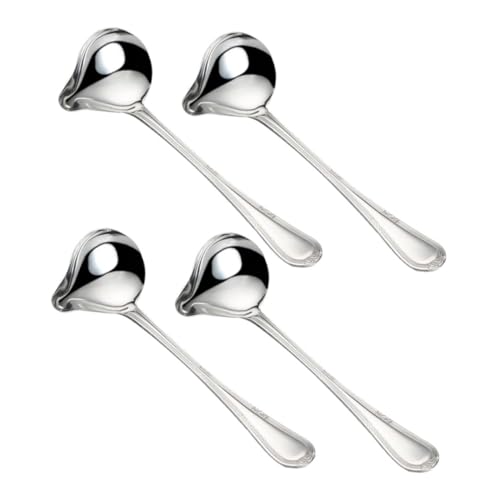 GRADENEVE 4 Stück Saucenlöffel Aus Kleine Schöpfkelle Für Soße Servierlöffel Saucenkelle Soßenkelle Klein Küchenkellen Schöpfkelle Mit Ausguss Brühlöffel Silber Rostfreier Stahl von GRADENEVE