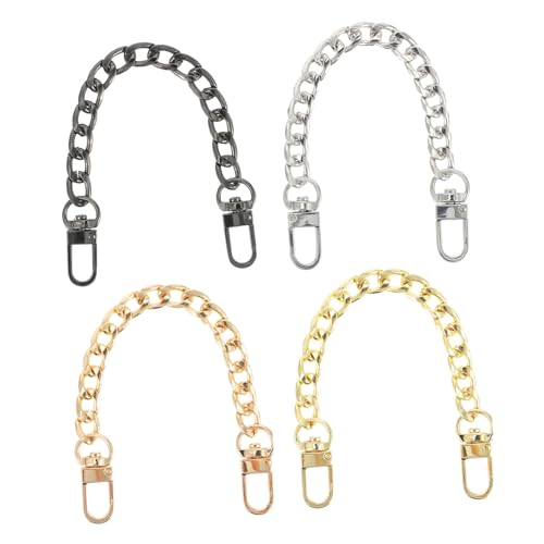 GRADENEVE 4 Stück Teiliges Flache Metall Bag Chains in Silber Gold Dunkelgrau Abnehmbare Moderne Taschenketten als Vielseitiger Schultergurt Ersatz und Dekoratives Accessoire für von GRADENEVE