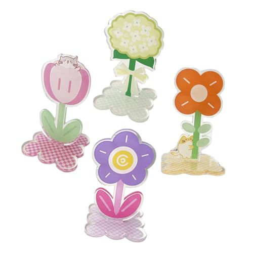 GRADENEVE 4 Stück Teiliges Kunststoff Blumen Notizklammer Stabile Multifunktionale Büroklammern für Memo Foto und Kartenhalter Farbenfrohe Dekorative Clips für Schreibtischorganisation von GRADENEVE