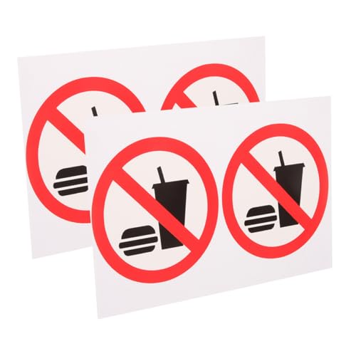 GRADENEVE 4 Stück Teiliges No Food No Drink Aufkleber Set PVC Selbstklebend Langlebig Minimalistisches Design für Fenster Tür Büro Geschäft Einzelhandel Hinweis Verbotsschild von GRADENEVE