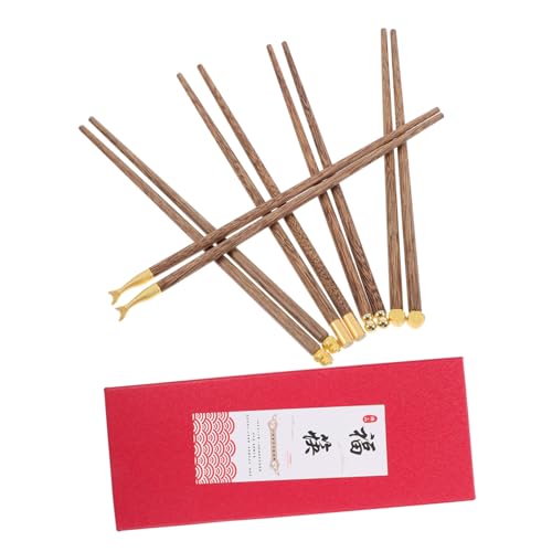 GRADENEVE 5 Paar Fischschwanz Essstäbchen, Chinesische Essstäbchen, Wiederverwendbare Essstäbchen Für Erwachsene, Essstäbchen, Wiederverwendbare Kompakte Essstäbchen, Holz Essstäbchen Zum von GRADENEVE