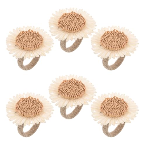 GRADENEVE 6 Stück Teiliges Blumen-serviettenringe Handgewebt mit Gänseblümchen-Motiv Dekorative Serviettenhalter für Herbst Hochzeit Shower Thanksgiving Ländliche Tischdekoration von GRADENEVE