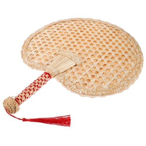 GRADENEVE Chinesischer Handgefertigter Weizenstroh Fächer Tragbarer Sommer Handventilator Leichter Langlebiger Handfächer für Erwachsene und Dekorativer Kühlfächer für Outdoor und Indoor von GRADENEVE