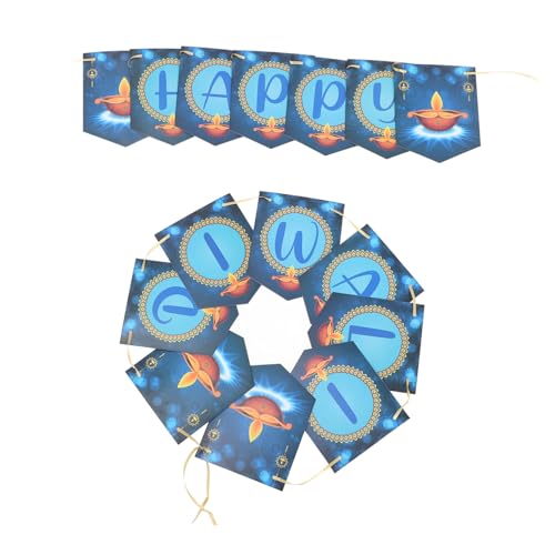 GRADENEVE Diwali Party Dekoration Papierbanner Stabiles Langlebiges Material Vielseitig als Festlicher Hintergrund und Fotokulisse Blaues Happy Diwali Banner für Festliche Feiern von GRADENEVE