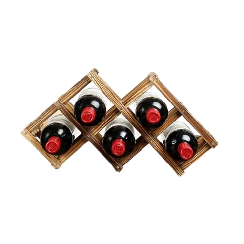 GRADENEVE Faltbares Weingestell aus Massivem Holz Carbonized Farbe Tisch Weinflaschenhalter für Flaschen Freistehend Stabiles Flaschenregal für Lagerung und Stilvolle Präsentation im Bar von GRADENEVE