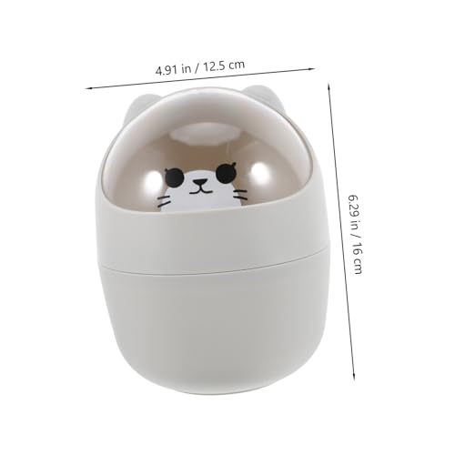 GRADENEVE Kleiner Tischmülleimer Bär Motiv mit Schwingdeckel Mini Abfalleimer für Büro Kinderzimmer Auto Platzsparend Leicht zu Reinigen Kawaii Design für Bad und Schreibtisch von GRADENEVE