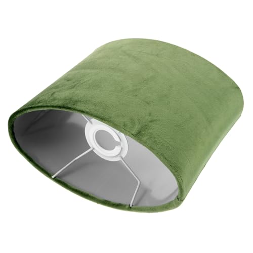 GRADENEVE Ovaler Lampenschirm aus Samtigem Stoff Moderner Dekorativer Lampenschirm für Tischlampen Ersatzschirm für Lampenfassung Dunkelgrün Einfache Installation Stilvolle Lichtabdeckung von GRADENEVE