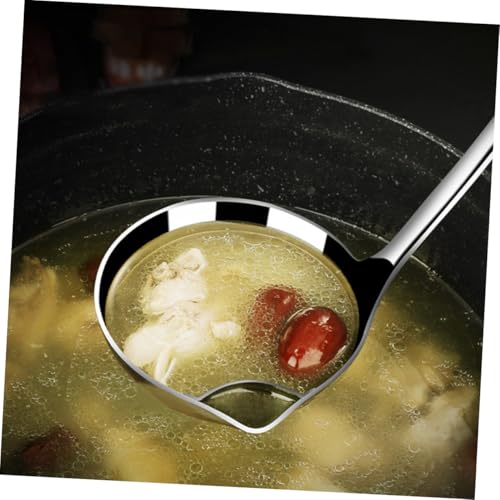 GRADENEVE Praktischer Edelstahl filterlöffel zum Fettabscheiden Lange Griff suppenkelle Einfache Reinigung Hitzebeständig zum Servieren von Suppen und Soßen Küche von GRADENEVE