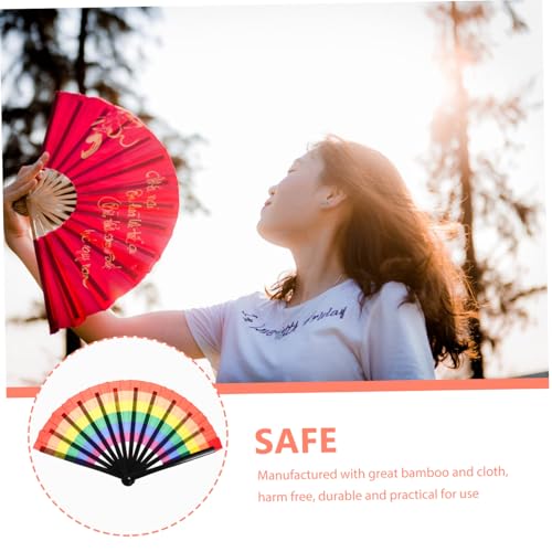 GRADENEVE Regenbogen Faltbarer Handfächer aus Schwarzem Bambus Leicht Kompakt Dekorativ als Tanz Foto requisit Praktisches Accessoire für Sommerreisen und Festivals GRADENEVE Regenbogen Faltbarer Handfächer aus Schwarzem Bambus Leicht Kompakt Dekorativ als Tanz Foto requisit Praktisches Accessoire für Sommerreisen und Festivals von GRADENEVE