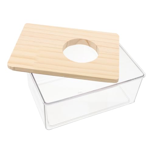 GRADENEVE Transparente Hamster badewanne mit Holzdeckel Kleintier Sandbad Behälter Geeignet für Kleine Tiere und Nagetierkäfige Stilvolles Kleines Hamster badehaus für Sandbäder und GRADENEVE Transparente Hamster badewanne mit Holzdeckel Kleintier Sandbad Behälter Geeignet für Kleine Tiere und Nagetierkäfige Stilvolles Kleines Hamster badehaus für Sandbäder und von GRADENEVE