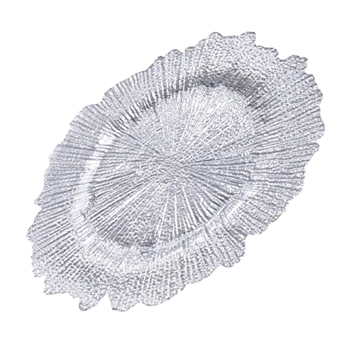 GRADENEVE Unregelmäßige Platte Schmucktablett Dekoratives Ladegerät Servierplatte Zur Hochzeit Snack-aufbewahrungsschale Frühstückstablett Rundes Serviertablett Obstteller Silver Glas von GRADENEVE