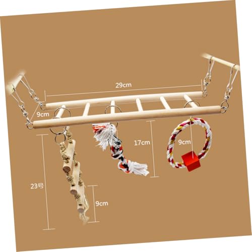 GRADENEVE Vogelspielzeug Holzleiter Kauspielzeug Hängeschaukel für Papageien Nymphensittiche Vogelkäfig Zubehör Fördert Balance Bewegung und Kauen von GRADENEVE