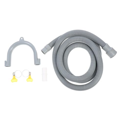 GRADENEVE Waschmaschinen Ablaufschlauch Flexibel mit Weißem Verbinder Verstellbaren Schlauchklemmen und U Halter Robustes Verlängerungsrohr für Trommelwaschmaschine Installieren für Küche von GRADENEVE