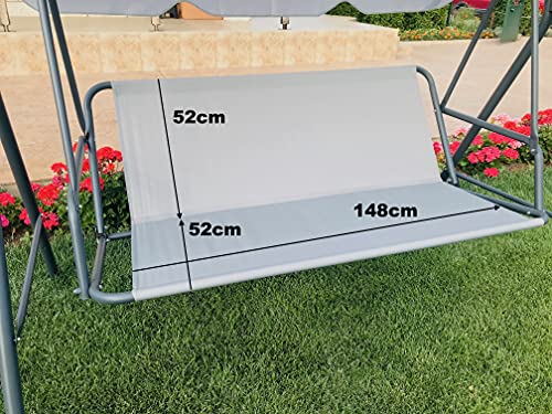 Ersatz-Schaukelsitzbezug für Hollywoodschaukel, Sitzbezug für Gartenstuhl, für den Außenbereich, 148 x 52 x 52 cm, Grau von PETELA