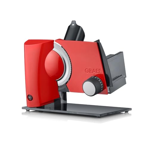 GRAEF Allesschneider S32103 | Multifunktionale elektrische Schneidemaschine | Wurst, Käse, Brot und vieles mehr | Brotschneidemaschine mit stufenlos einstellbarer Schnittstärke | rot von GRAEF.