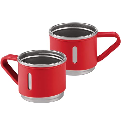 GRÄWE Becher für Kaffee, Tasse für Tee, 150 ml, 2er Set, Trinkbecher für Espresso, Thermosbecher, Isolierbecher, rot, matt, 150 ml, Edelstahl, unzerbrechlich, spülmaschinengeeignet von GRÄWE