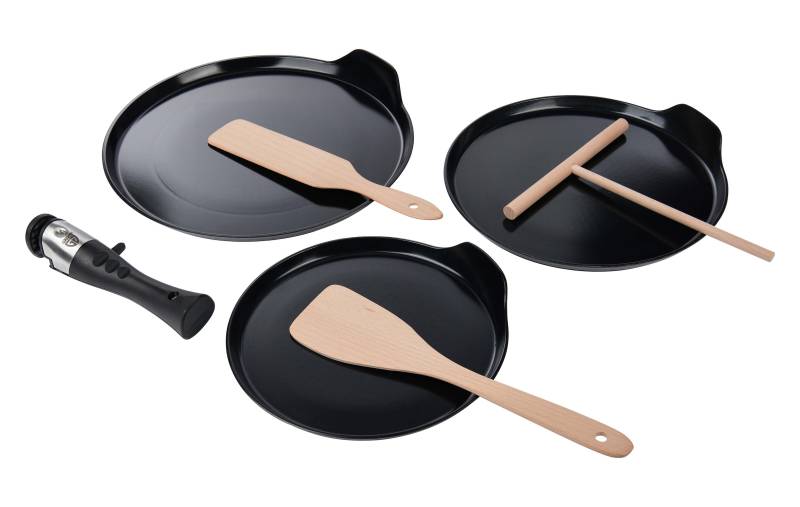 Crepes Pfannenset 7-teilig, inkl abnehmbarer Griff, Crepes Zubehör von GRÄWE