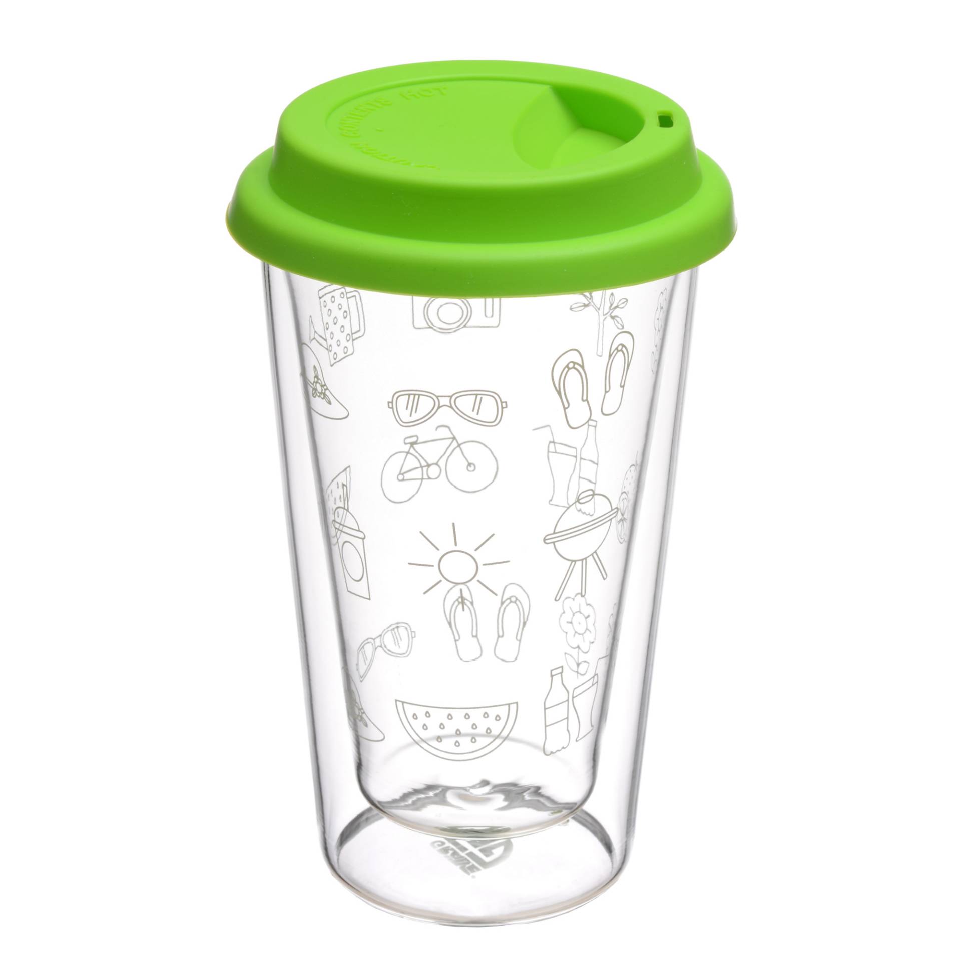 To-Go Thermobecher mit Silikondeckel grün, 300 ml, Sommermotiv To-Go Thermobecher mit Silikondeckel grün, 300 ml, Sommermotiv von GRÄWE