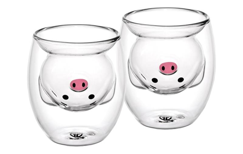 Doppelwandige-Thermogläser, 200 ml, 2er Set, Motiv Schwein von GRÄWE
