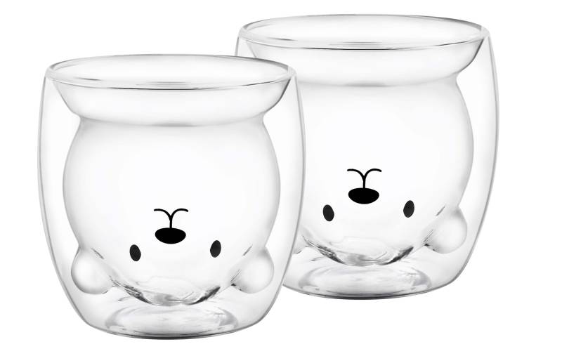 Doppelwandige-Thermogläser mit Teddy Motiv für Kaffee, Tee oder Milch von GRÄWE