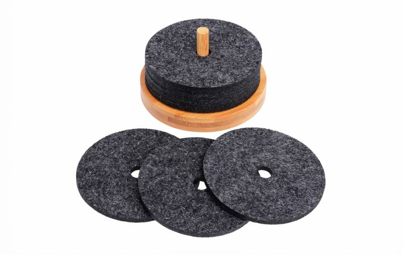 Filz-Glasuntersetzer Set, 8-teilig, Ø 10 cm mit Bambushalter, Dunkelgrau von GRÄWE