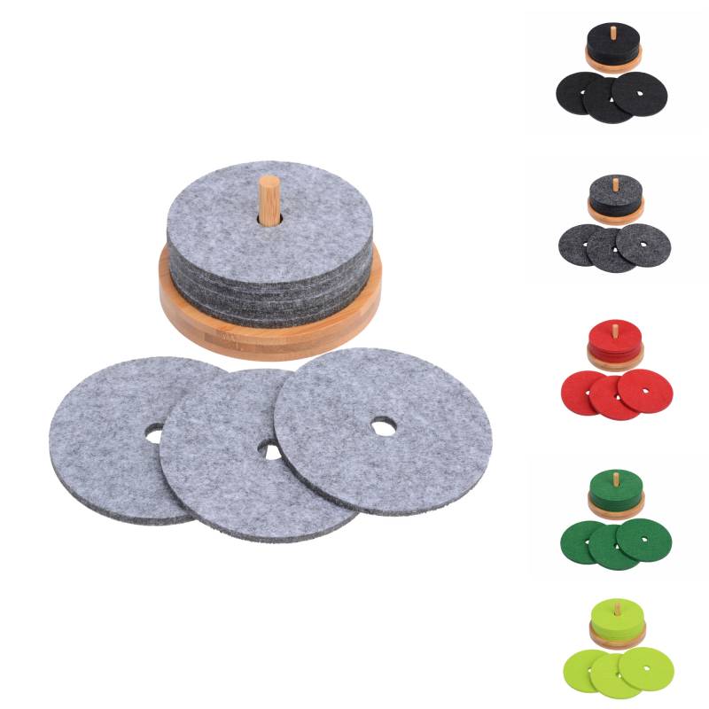 Filz-Glasuntersetzer Set, 8-teilig, Ø 10 cm mit Bambushalter, Schwarz von GRÄWE