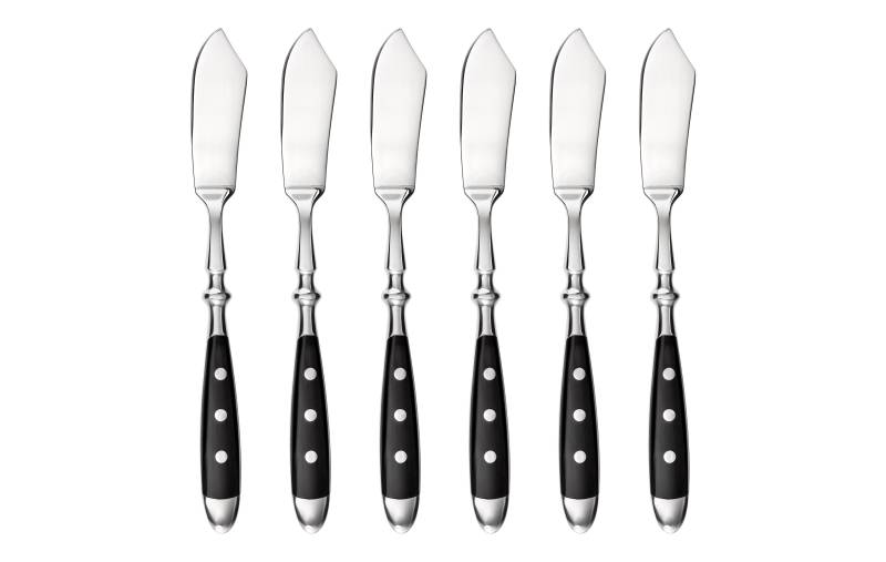 Fischmesser Nürnberg, 6-teilig, Edelstahl, schwarzer Griff von GRÄWE