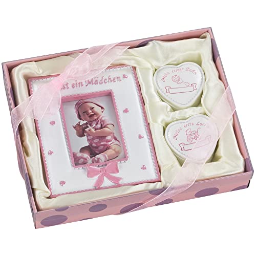 GRÄWE Baby Geschenk Set - MÄDCHEN mit Bilderrahmen, Milchzahndose und Lockendose von GRÄWE