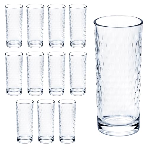 GRÄWE 12er Set Wassergläser 300 ml, Longdrinkgläser, spülmaschinengeeignet, Saftgläser, Trinkgläser gemustert, Gläser für Cocktails von GRÄWE