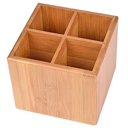 GRÄWE Bambus-Aufbewahrungsbox, Besteckhalter aus Holz mit Unterteiler, Vierfache Unterteilung, 12 × 12 x 10 cm von GRÄWE