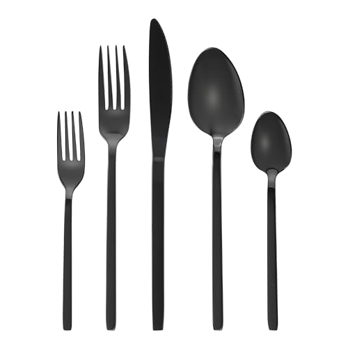 GRÄWE Besteck schwarz, Besteck-Set für 6 Personen, 30-teilig, Edelstahl Tafelbesteck, Essbesteck spülmaschinengeeignet, titanbeschichtet, Serie Lissabon von GRÄWE