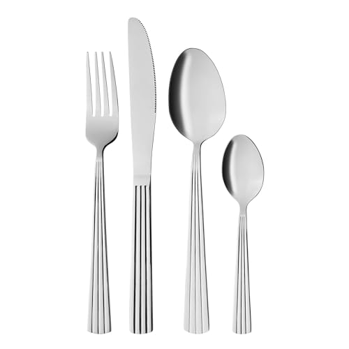 GRÄWE Besteckset für 4 Personen aus Edelstahl, Essbesteck, Tafelbesteck Set 16-teilig, Spülmaschinengeeignet, Besteck Set mit Dekor - Serie Athen von GRÄWE