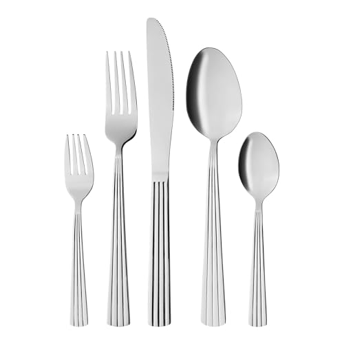 GRÄWE Besteckset für 4 Personen aus Edelstahl, Essbesteck, Tafelbesteck Set 20-teilig, Spülmaschinengeeignet, Besteck Set mit Dekor - Serie Athen von GRÄWE